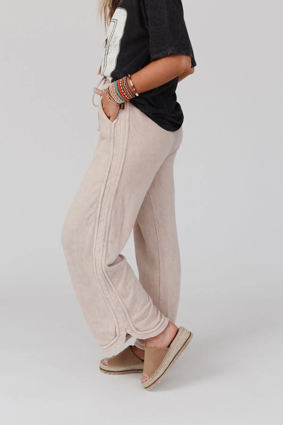 So Comfy Wide Leg Pant Full Length - Taupe