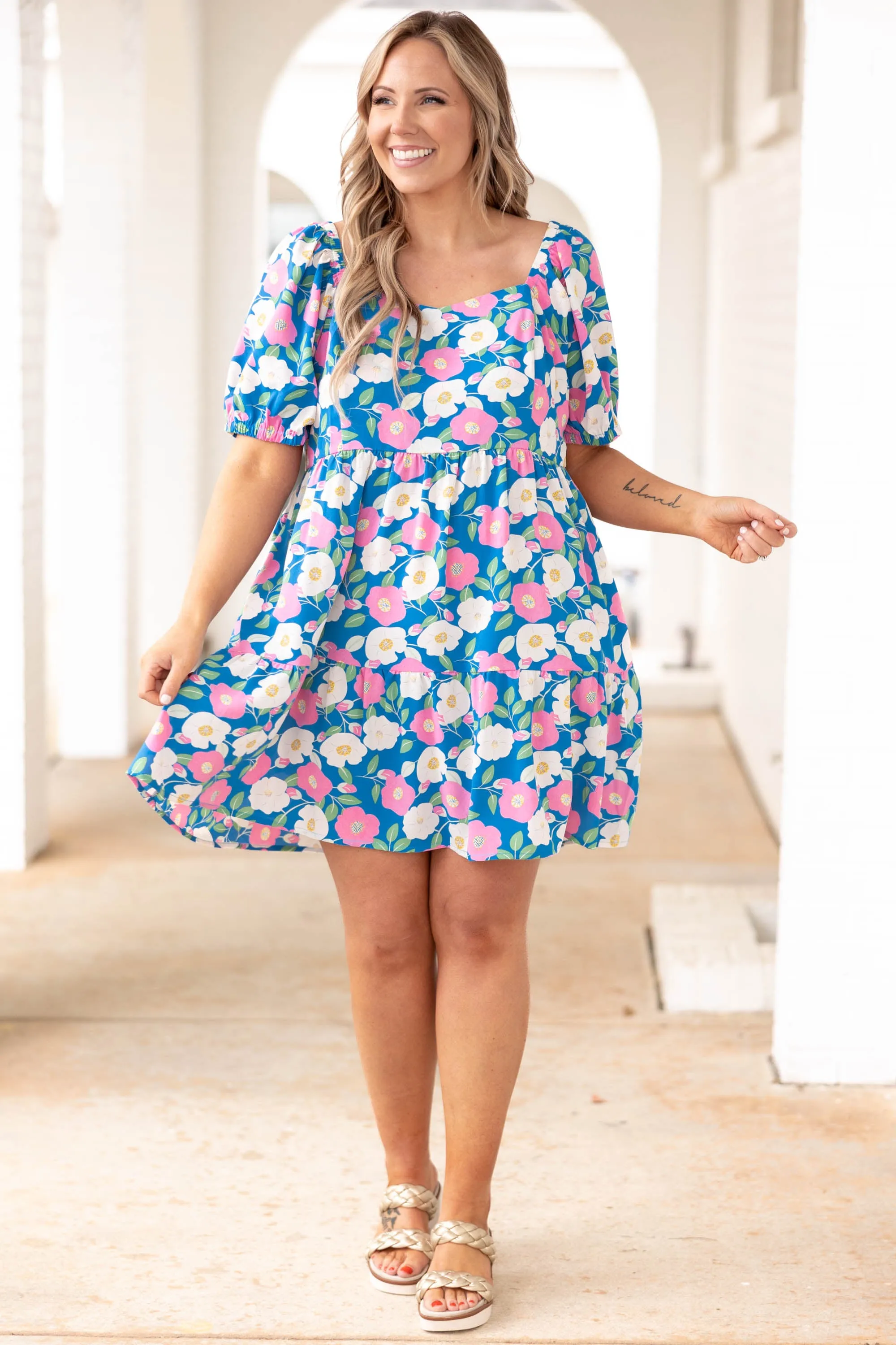 Springtime Melodies Dress, Iris Blue Mix