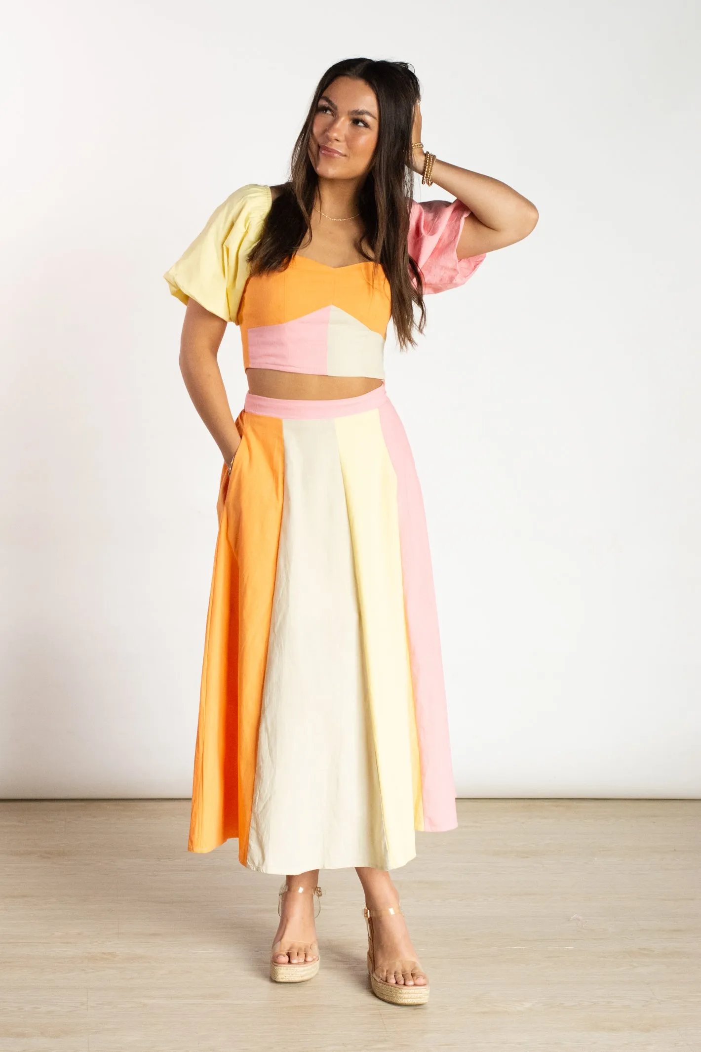 Sweetest Admirer Multicolor Midi Skirt