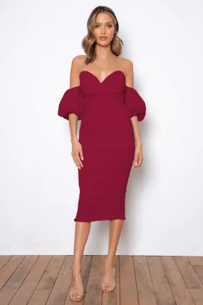 Sweetie Midi Dress - Burgundy