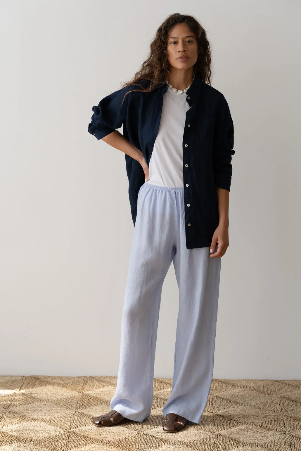 The Linen Simple Pant in Cloud