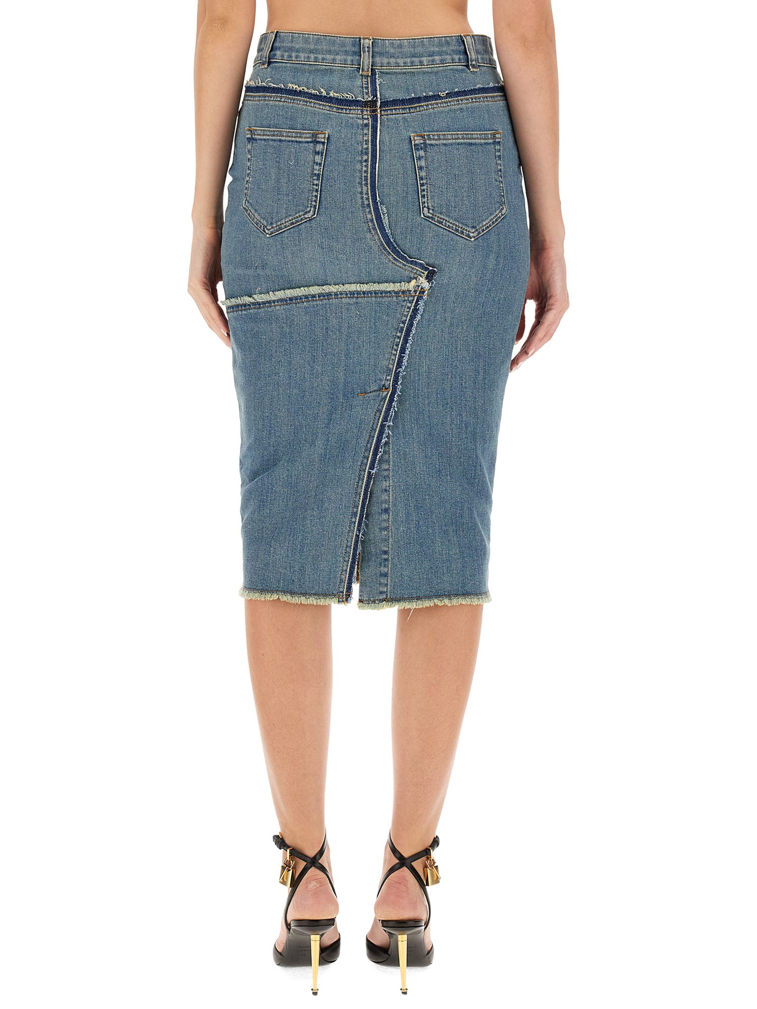 TOM FORD    COTTON DENIM MIDI SKIRT