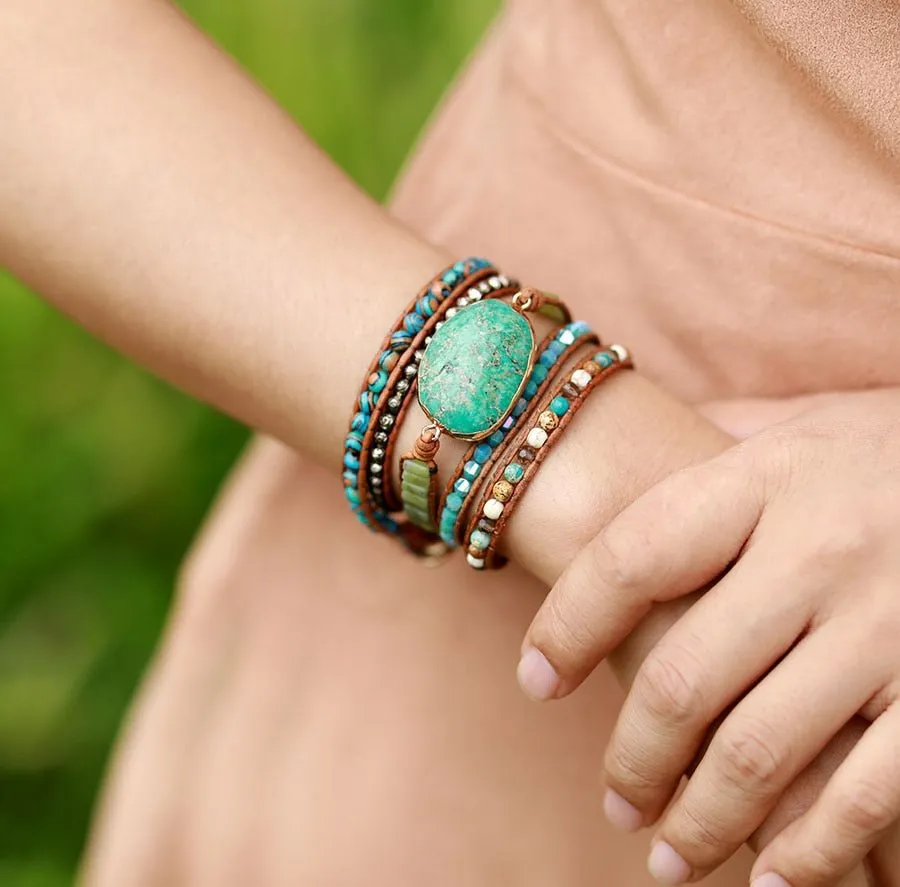 Twisted Ocean Jasper Wrap Bracelet