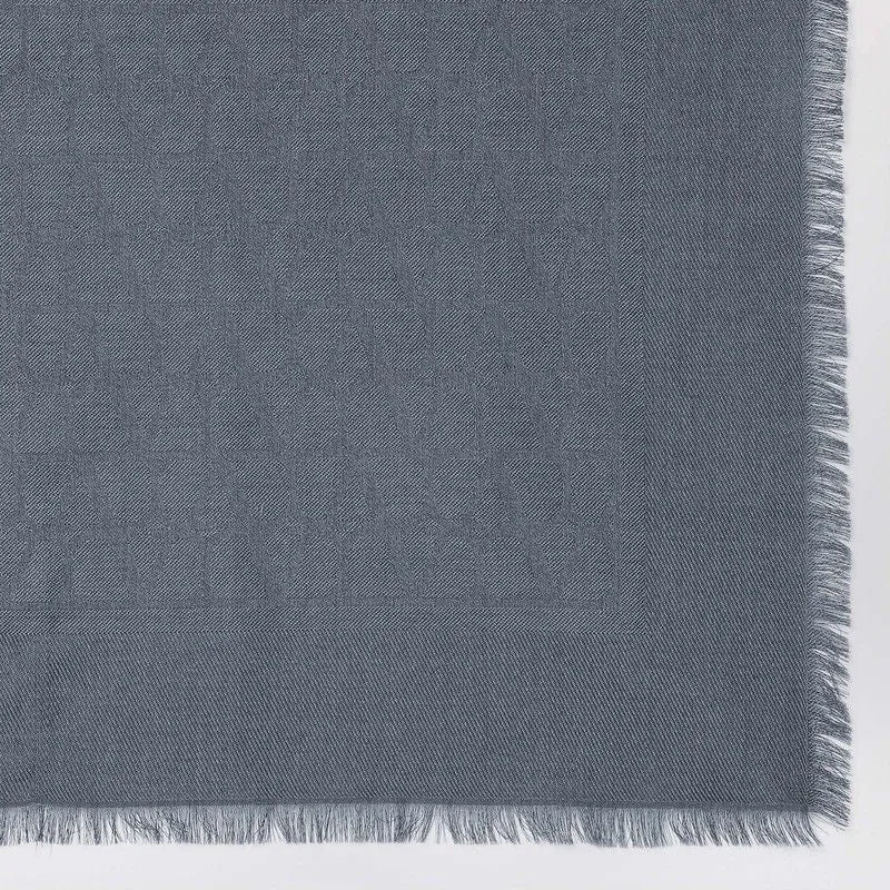 VALENTINO GARAVANI Elegant Stone Grey Wool-Silk Stole with Jacquard Detail