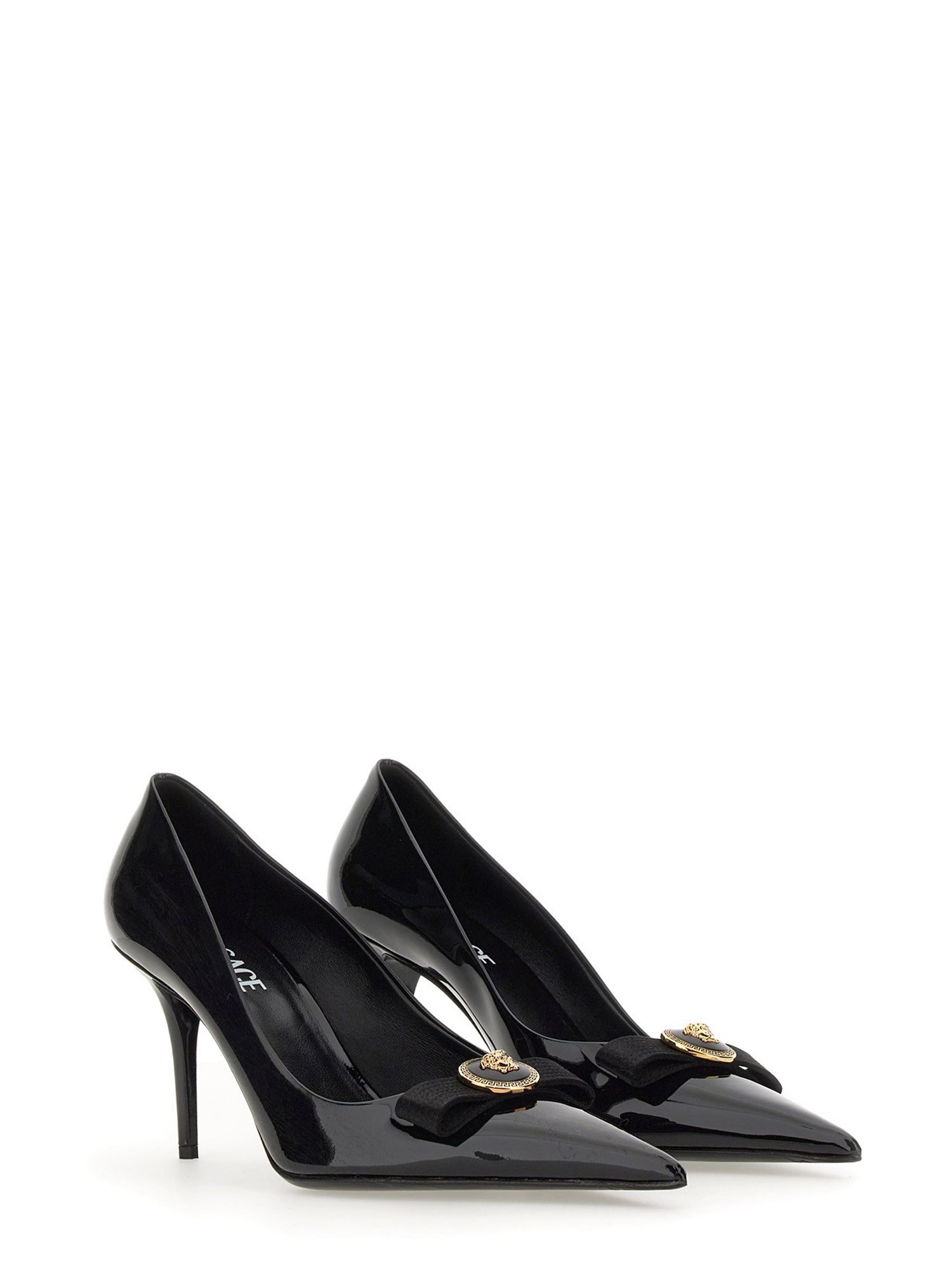 VERSACE    GIANNI RIBBON LEATHER PUMPS