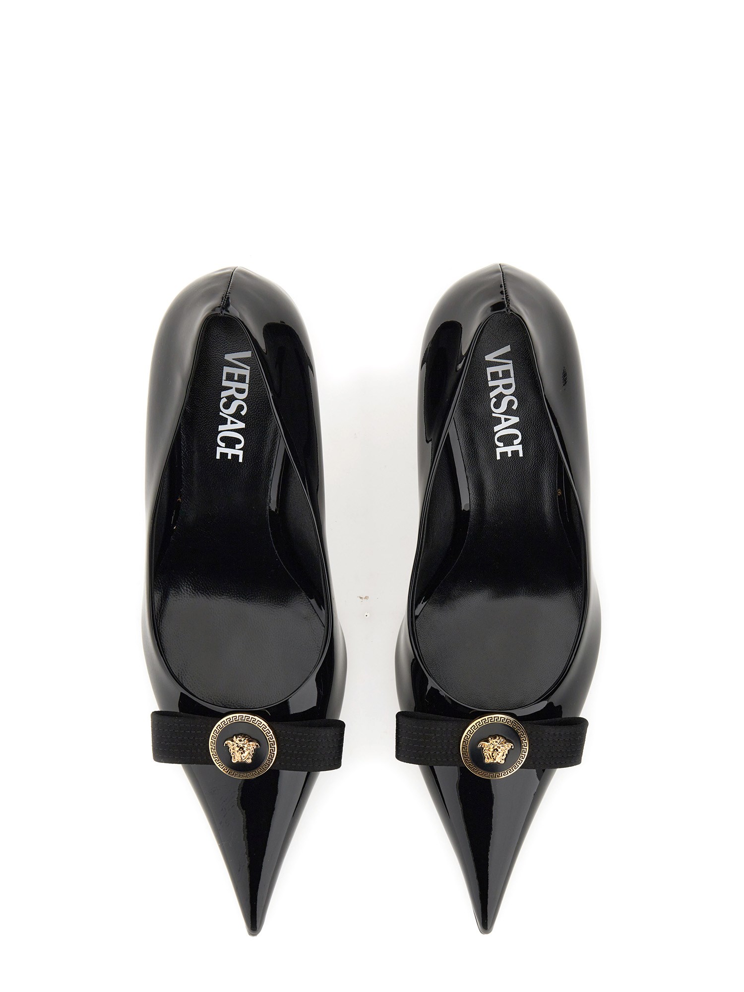 VERSACE    GIANNI RIBBON LEATHER PUMPS