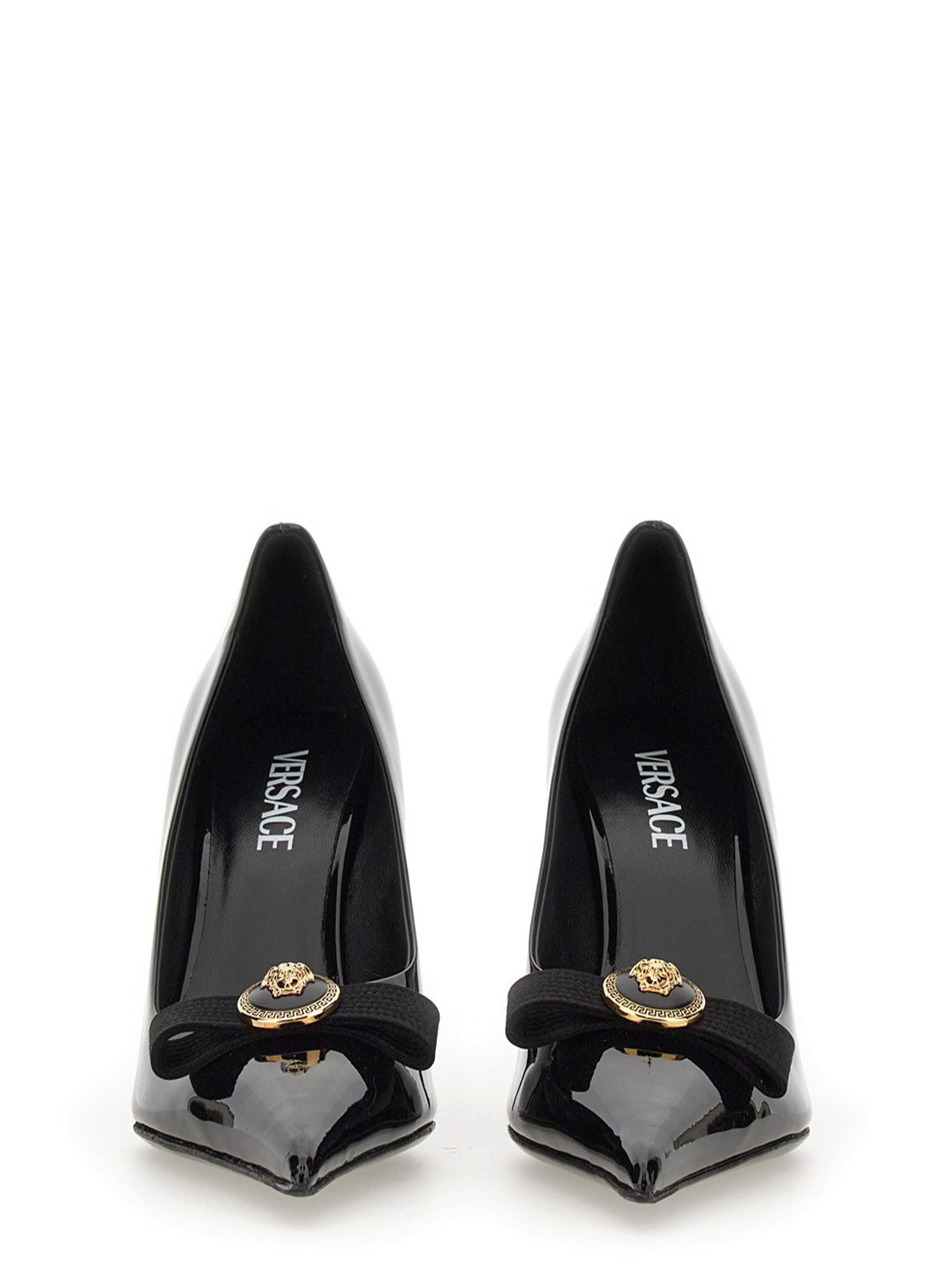 VERSACE    GIANNI RIBBON LEATHER PUMPS