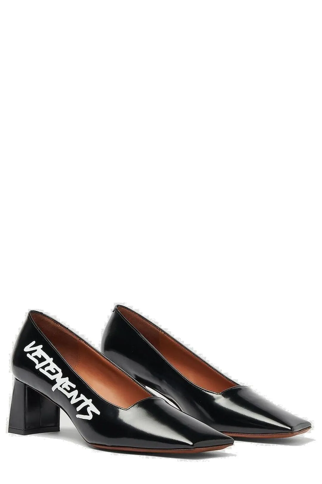 Vetements Logo Printed Square-Toe Pumps