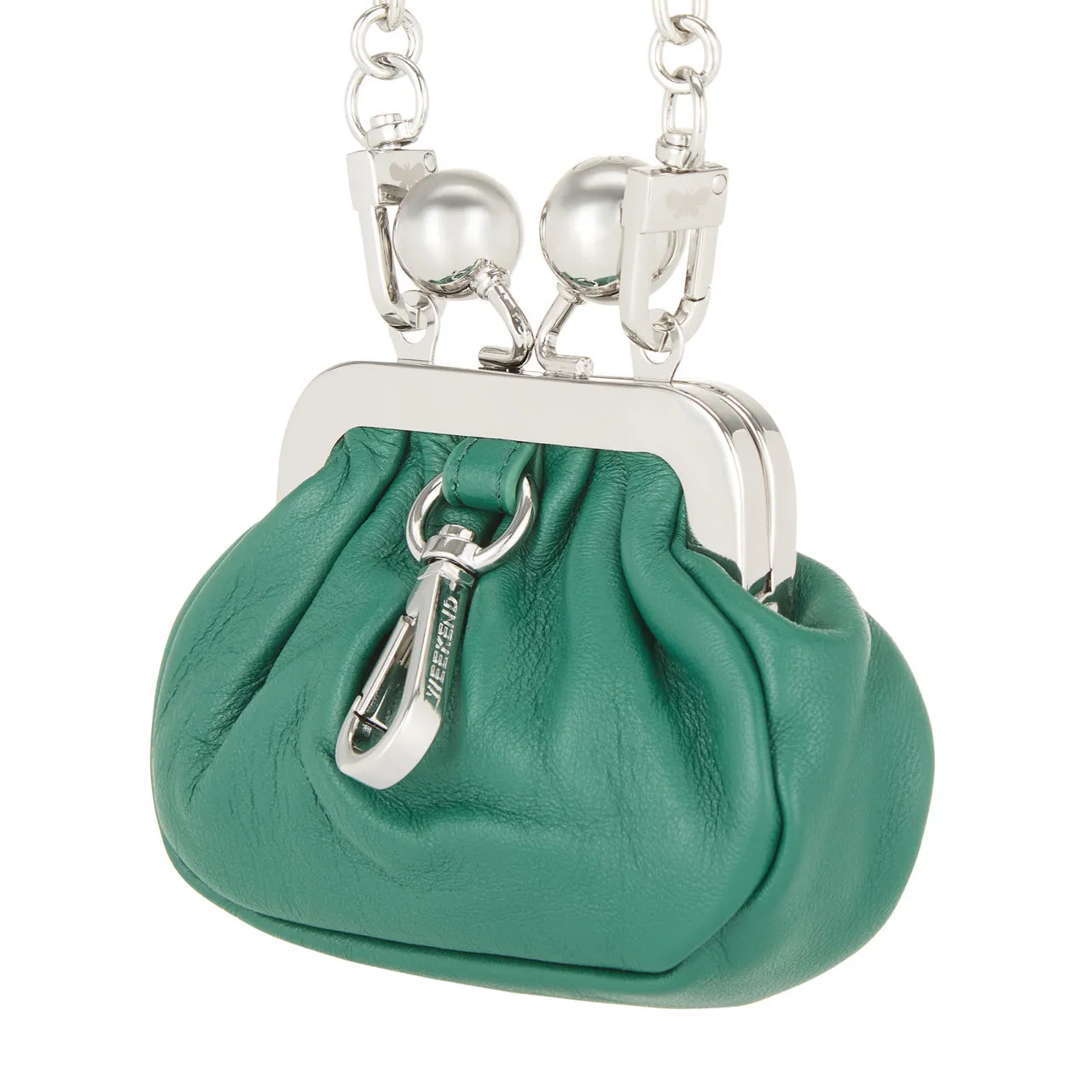 WEEKEND MAX MARA Diomede Pasticcino Mini Leather Clutch - Emerald