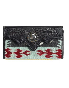 Womens Grey Mint Southwest Blanket Clutch Wallet