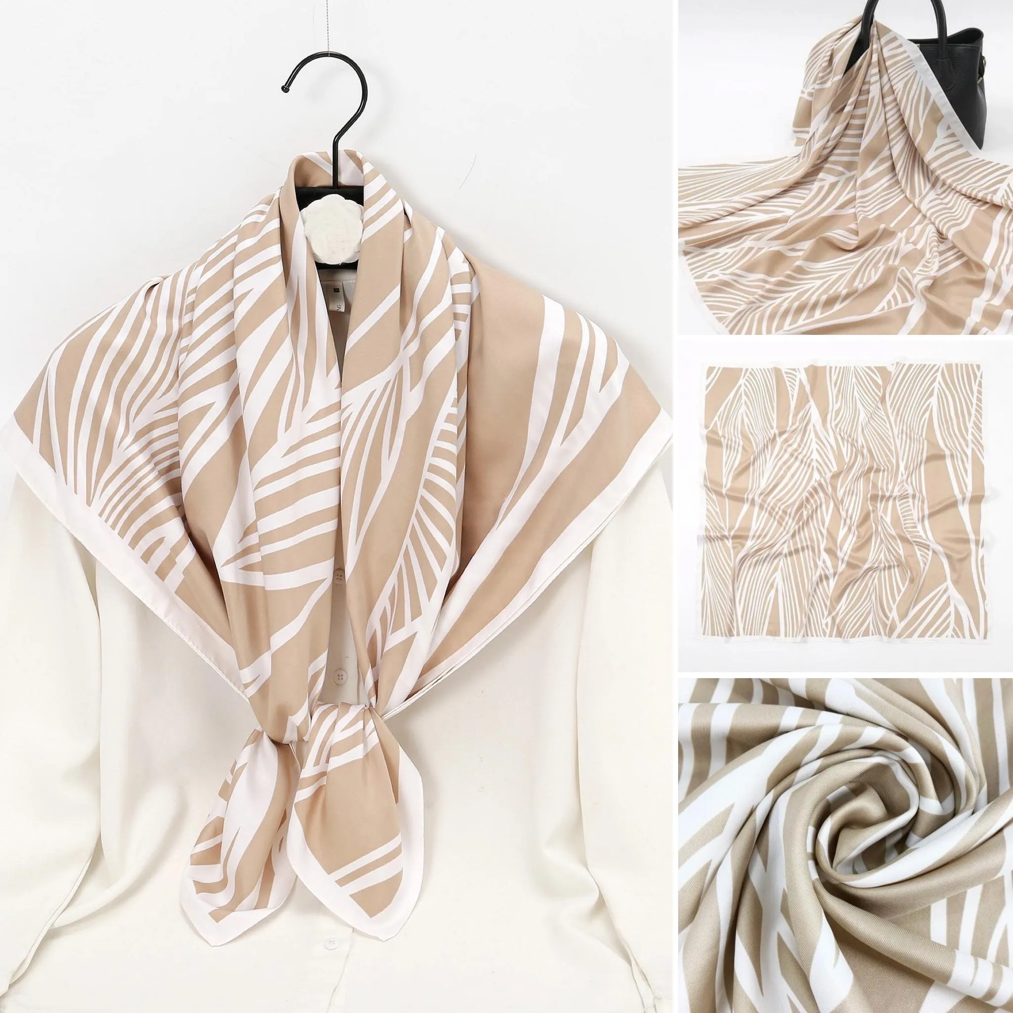 WRAP Beige Palm Leaves Print Bandana