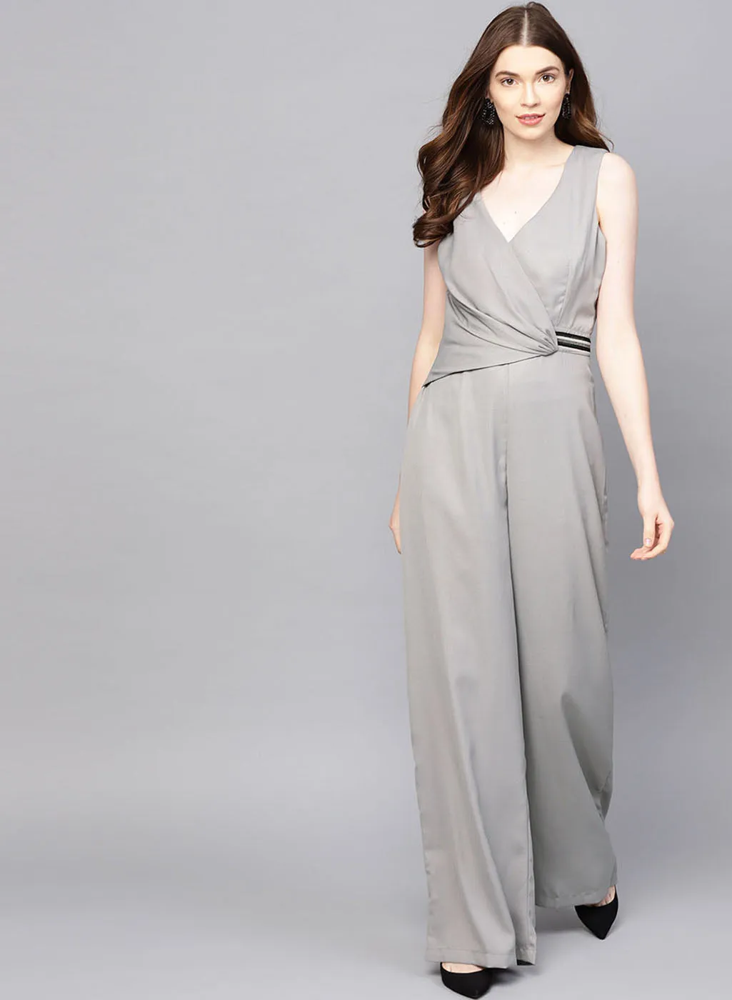 Wrap Style Jumpsuit With Embellished Tape