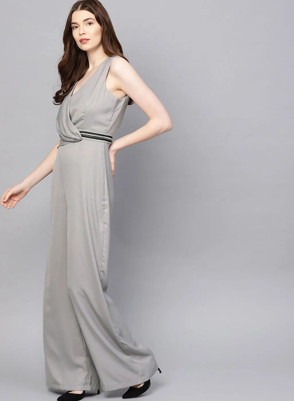 Wrap Style Jumpsuit With Embellished Tape