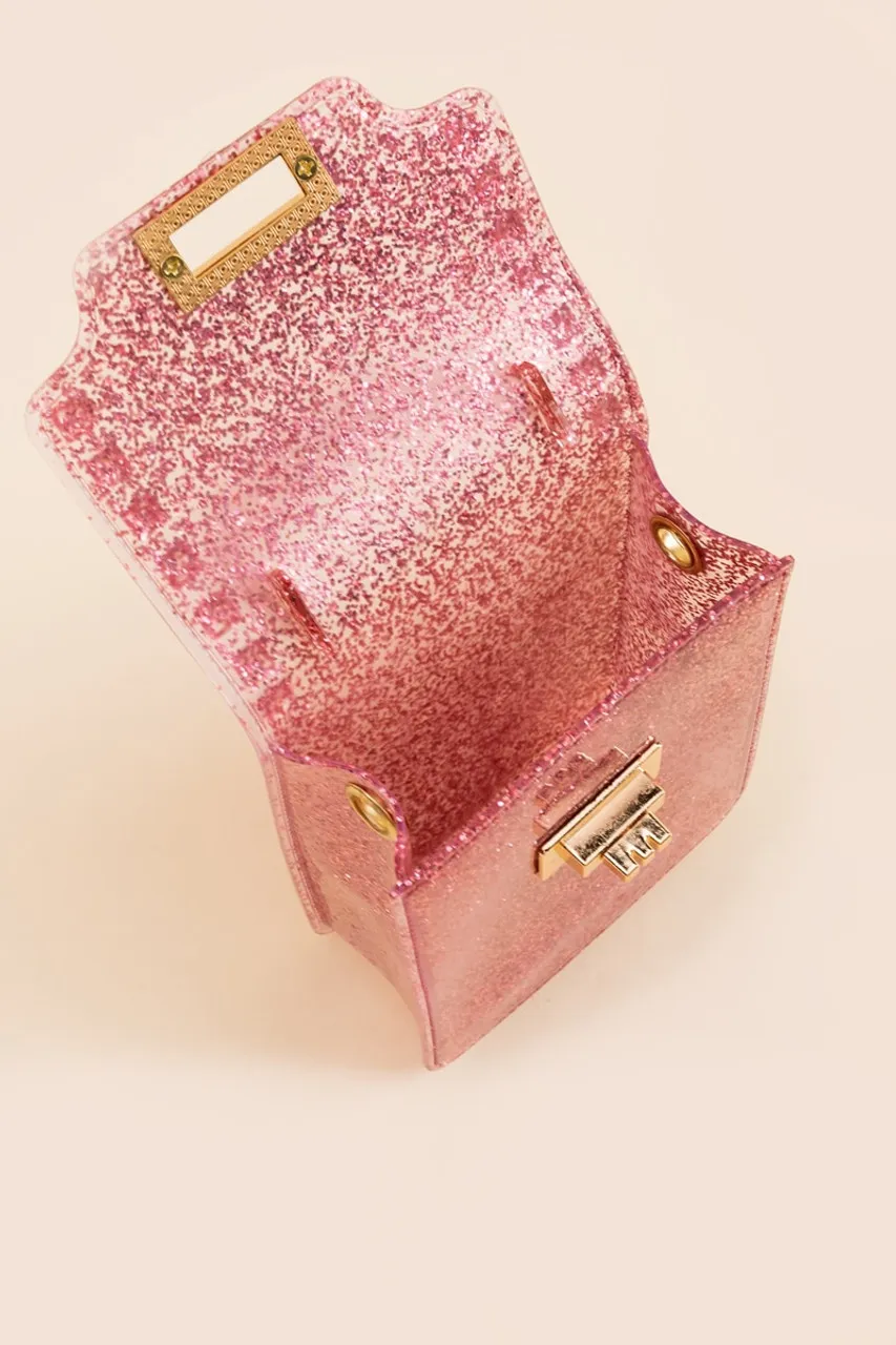 Xoe Mini Glitter Jelly Satchel in Pink