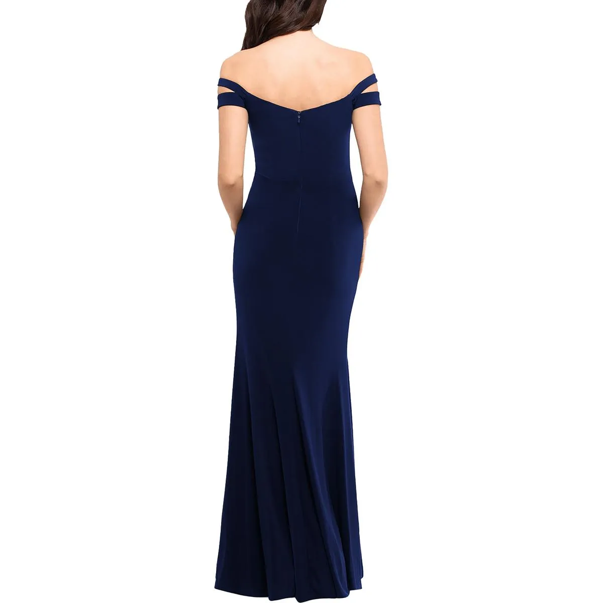 Xscape Womens Off-The-Shoulder Cut-Out Evening Dress