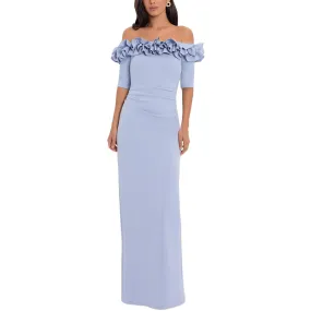 Xscape Womens Petites Off-The-Shoulder Maxi Evening Dress