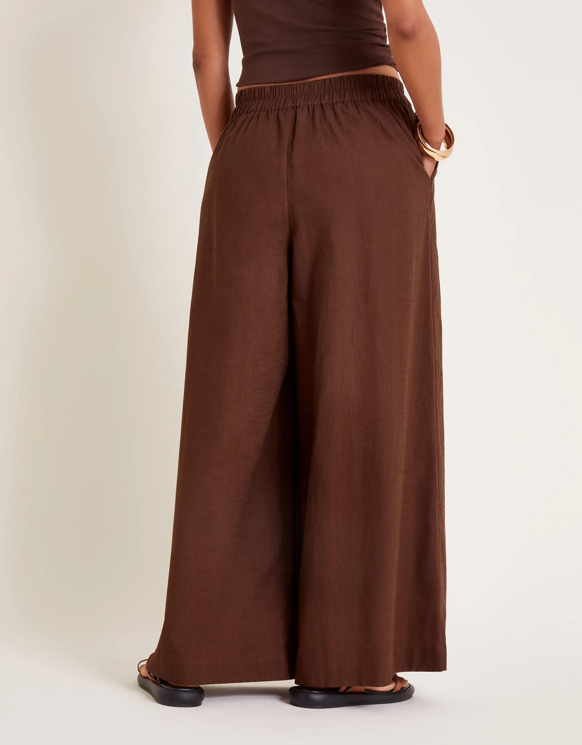 Yara Plain Wide Leg Trousers Orange