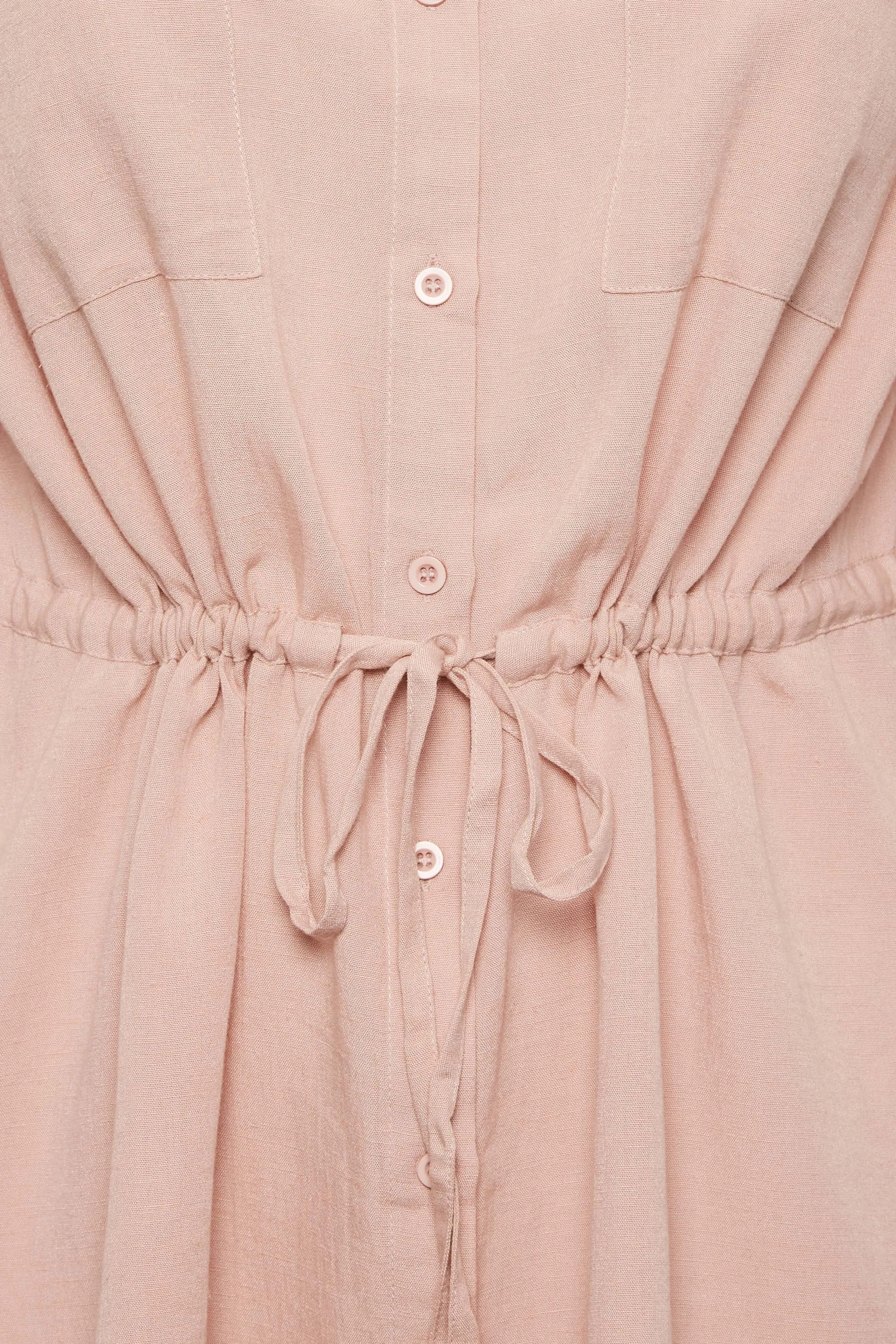 YOURS Curve Blush Pink Utility Tunic Linen Shirt