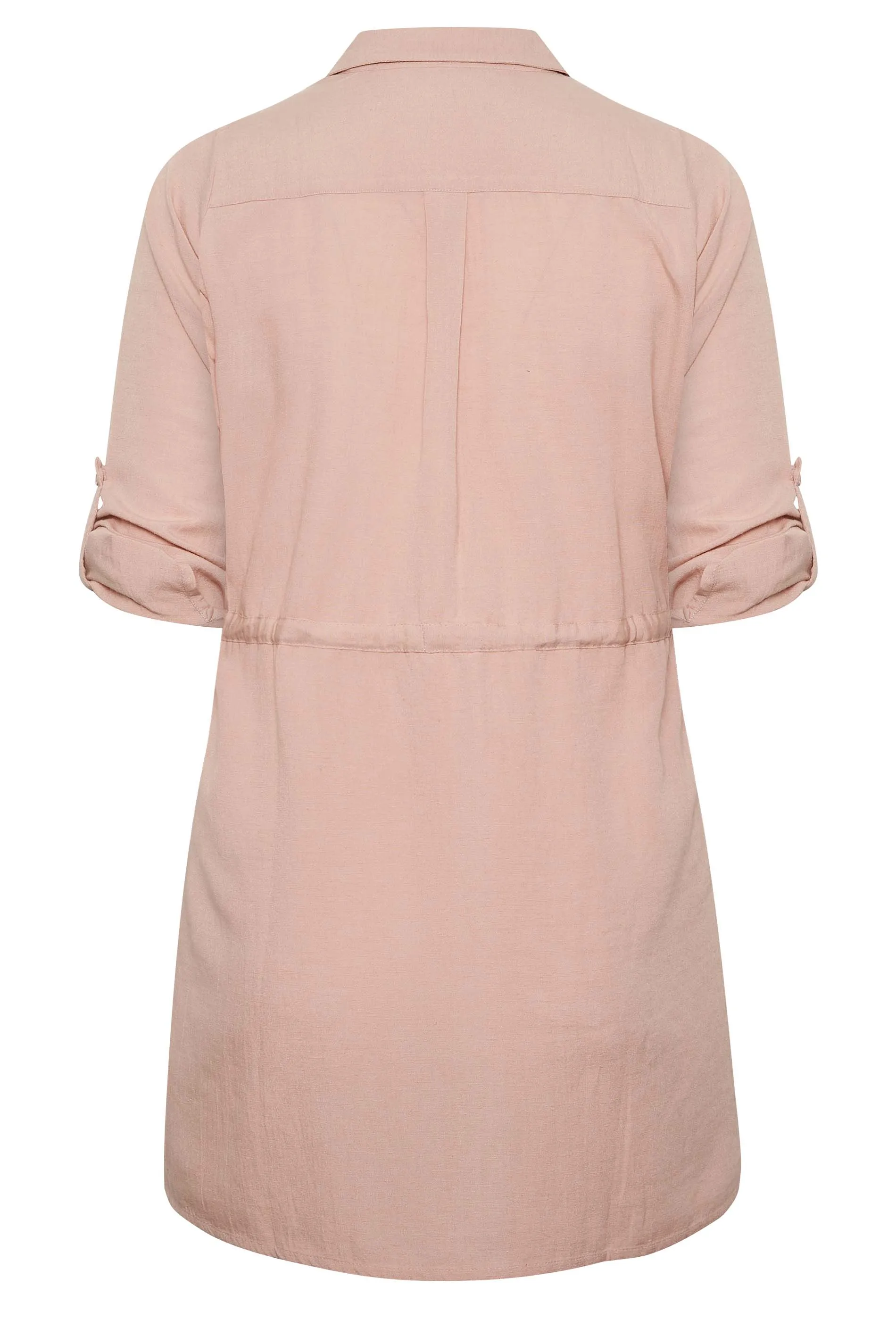 YOURS Curve Blush Pink Utility Tunic Linen Shirt