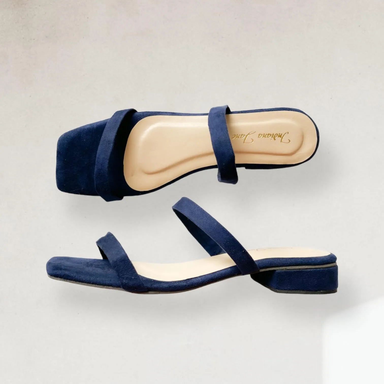 ZAHARA Suede Low Block Heels Sandals