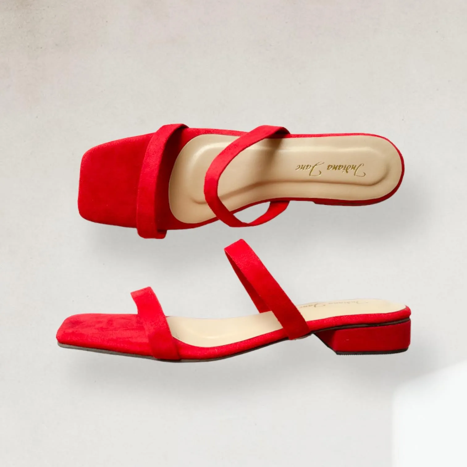 ZAHARA Suede Low Block Heels Sandals