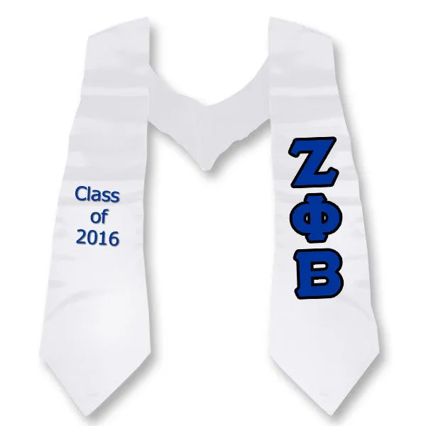 Zeta Phi Beta Graduation Stole with Twill Letters - TWILL