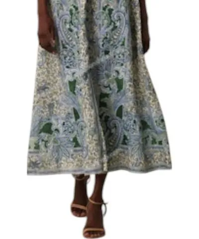 ZIMMERMANN Ottie Plunge Midi Dress In Green Paisley